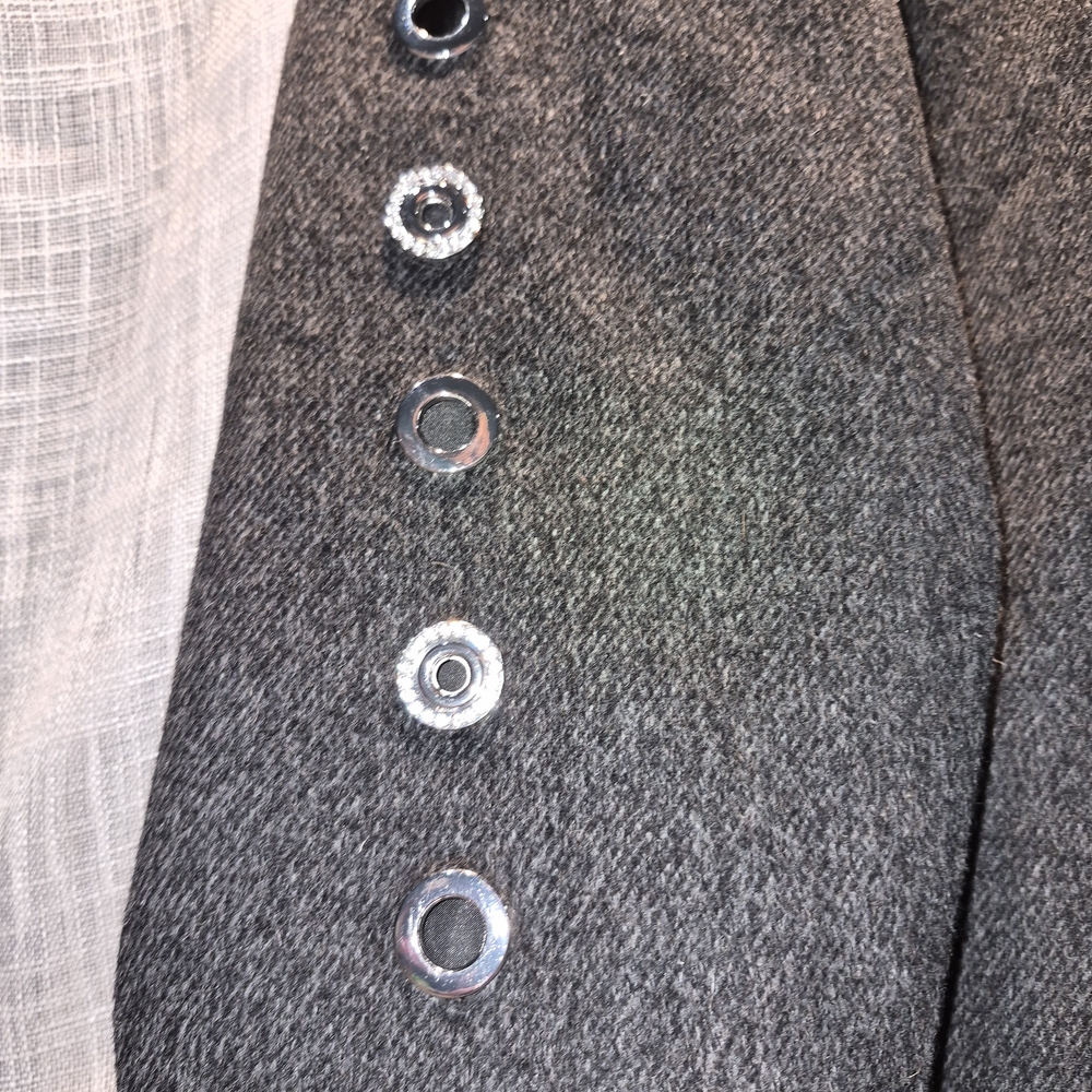 Sandro Dark Gray Wool-Blend Pea Coat with Grommet Sleeve Detail - Picture 9 of 9
